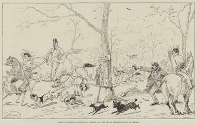 Paris til hest, Bois de Boulogne og Madame de Lesseps (gravering) av English School