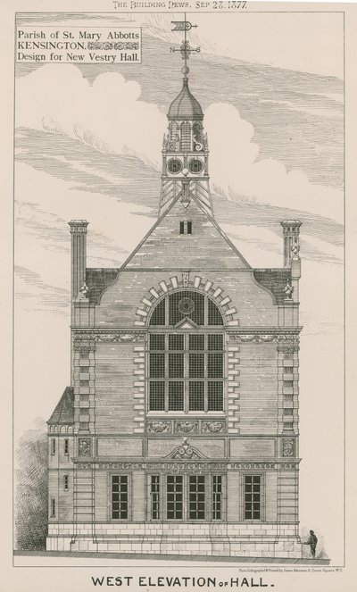 Parish of St Mary Abbots, Kensington, design for ny Vestry Hall av English School