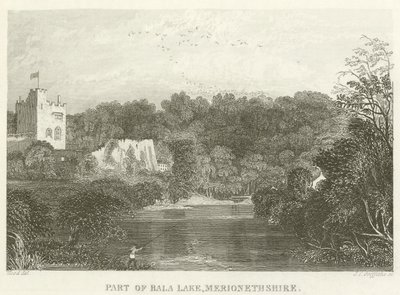 En del av Bala Lake, Merionethshire (gravering) av English School
