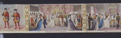 En del av panoramaet av ekteskapet til dronning Victoria, ca. 1840 (håndfarget akvatint) av English School