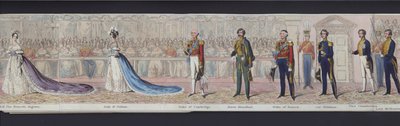 En del av panoramaet av ekteskapet til dronning Victoria, ca. 1840 (håndfarget akvatint) av English School