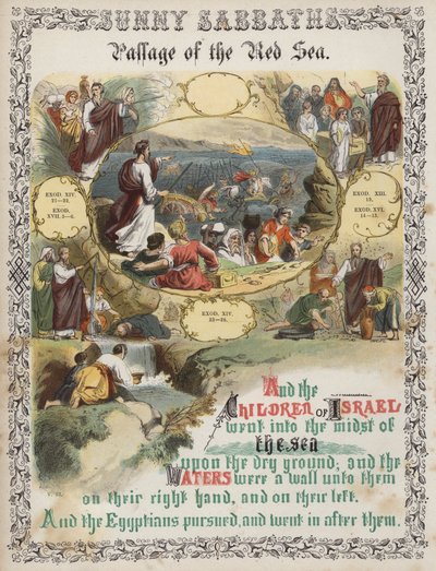 Passasje av Rødehavet (farget gravering) av English School