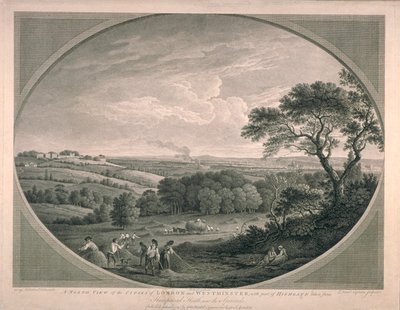 Pastoral utsikt over byene i Westminster med en del av Highgate, 1780 av English School