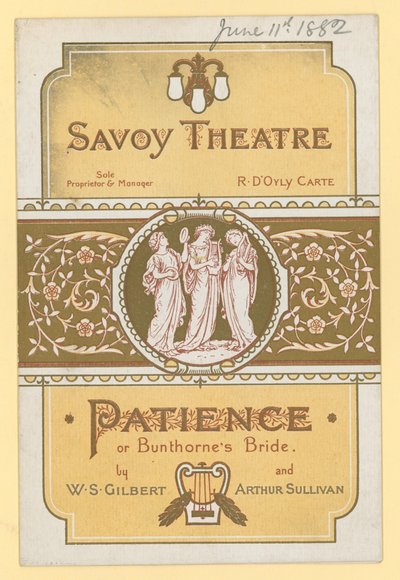 Tålmodighet; eller Bunthornes Bride av WS Gilbert og Arthur Sullivan av English School