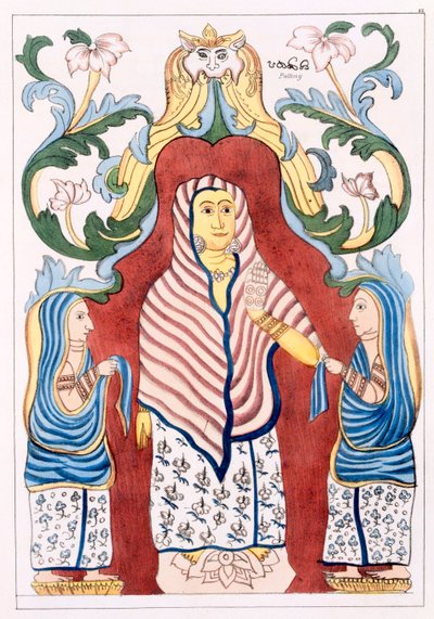 Pattinee Dewa, die vier Hügelwächter, aus Die Geschichte und Lehre des Buddhismus von Edward Upham, 1829 von English School