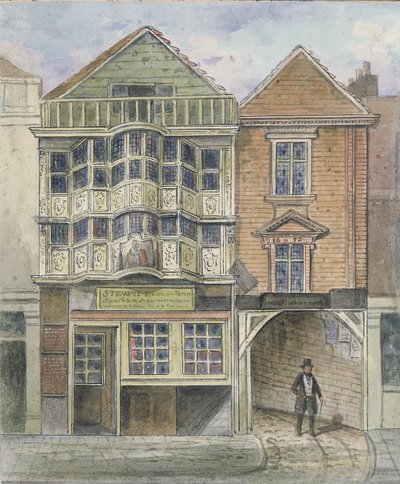 Paul Pindars hus, Bishopsgate (håndfarget gravering) av English School