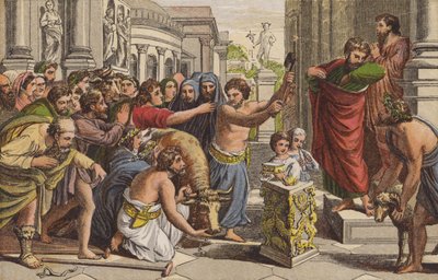 Paul og Barnabus på Lystra (chromolitho) av English School