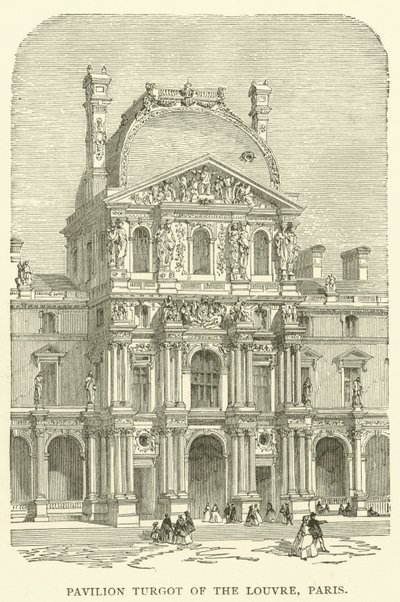 Paviljongen Turgot i Louvre, Paris (gravering) av English School