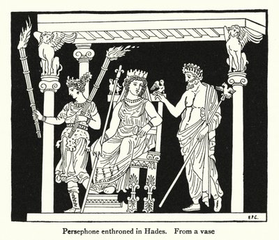 Persephone troner i Hades (litho) av English School
