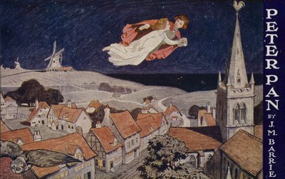 Peter Pan, av J.M. Barrie (fargelitografi) av English School