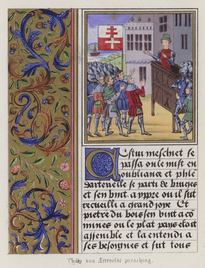 Philip Von Artaveld forkynner (farget gravering) av English School