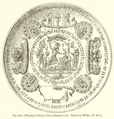 Fønikisk tallerken, sølv, diameter 7 tommer av English School