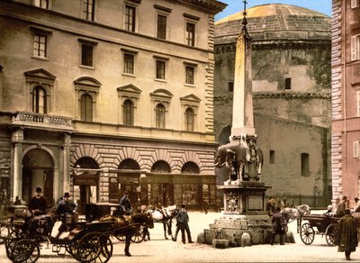 Piazza di Minerva, Roma (håndfarget bilde) av English School