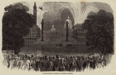 Bildemodell av Venezia, ved Vauxhall Gardens (gravering) av English School