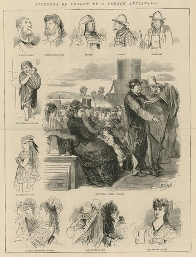 Bilder av London av en fransk kunstner av English School