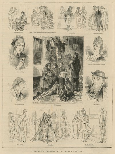 Bilder av London av en fransk kunstner av English School