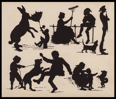 Bilder av dyr og mennesker (litho) av English School