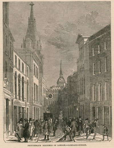 Pittoreske skisser av London - Lombard Street av English School