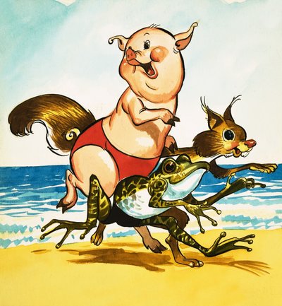 Gris, frosk og ekorn på stranden av English School