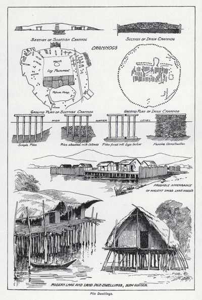 Påleboliger (litho) av English School