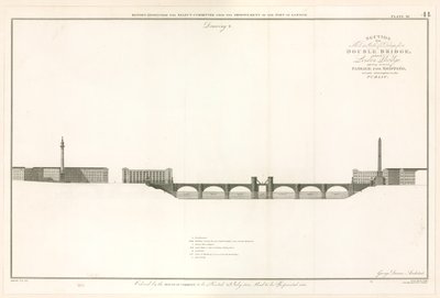 Plan for London Bridge som er i stand til å slippe gjennom skip av English School