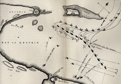 Plan for the Battle of the Nile, fra The Life of Nelson av Robert Southey (1774-1843) først publisert 1813 (se også 234266) av English School