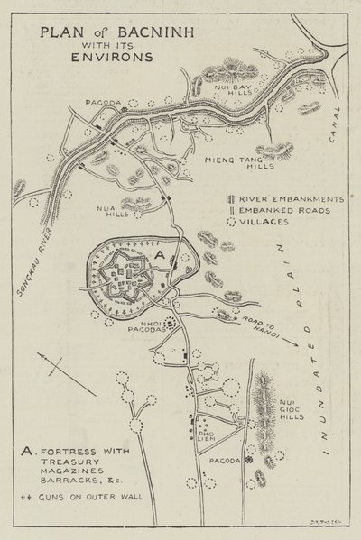 Plan av Bacninh med omgivelsene (gravering) av English School