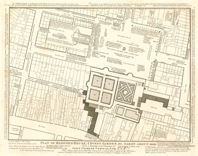 Plan av Bedford House, Covent Garden, London, tatt rundt 1690 av English School