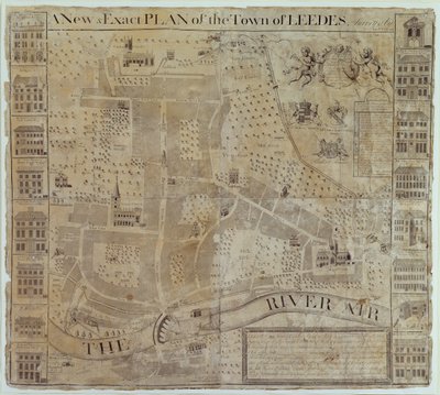 Plan of Leeds, kartlagt av John Cossins, ca. 1730 av English School