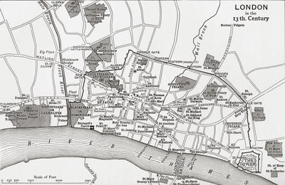 Plan of London på 1200-tallet, fra 