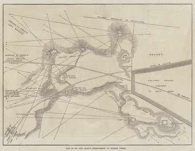 Plan for Sir Hope Grants fordypninger på Chobham Common (gravering) av English School