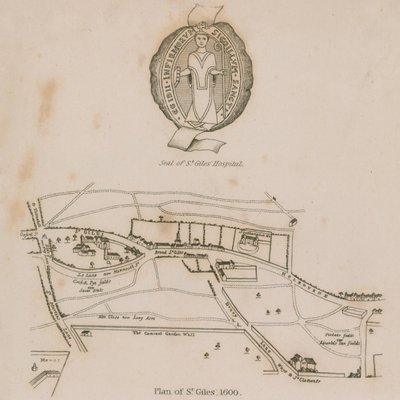 Plan of St Giles in the Fields, London, i 1600 av English School