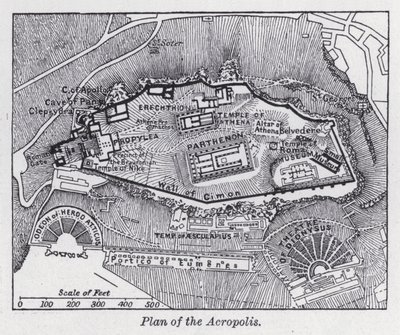 Plan over Akropolis (litho) av English School