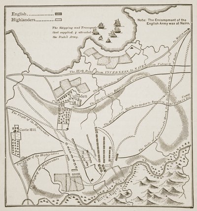Plan for slaget ved Culloden, 16. april 1746 av English School