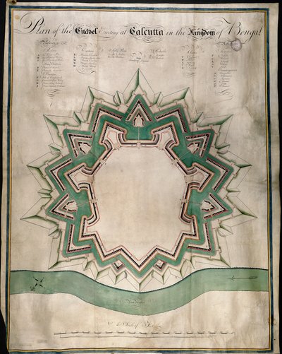Plan over Citadel of Calcutta og Fort William, East India Company
