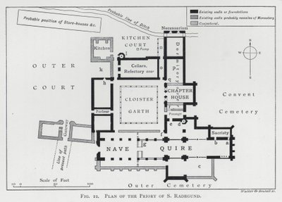 Plan for Priory of S Radegund (gravering) av English School