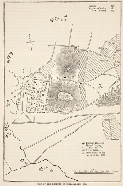 Plan for forsvaret av Sitabuldi Hill, illustrasjon fra Cassell