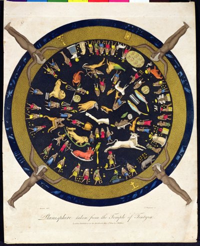 Planisphere hentet fra Temple of Tentyra, gravert av J. Chapman, utgitt av J. Wilkes i 1804 av English School