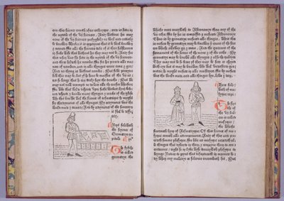 Plate C5v-C6r, fra "Hier begynneth the book callid the myrrour of the worlde" av William Caxton, 1481 (tresnitt og boktrykk) av English School