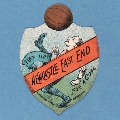 Spill opp Newcastle East End For A Goal, Baines-kort i form av et skjold, 1880-89 av English School