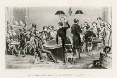 Spill på Crockfords Club, 1843. Grev DOrsay ringer en Main av English School