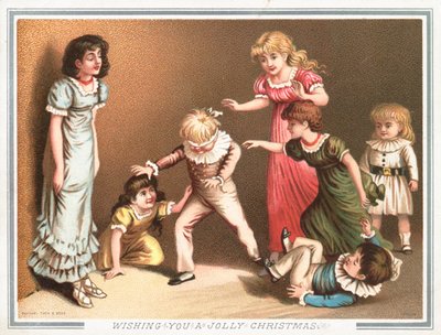 Spiller Blind Mans Buff, julekort av English School