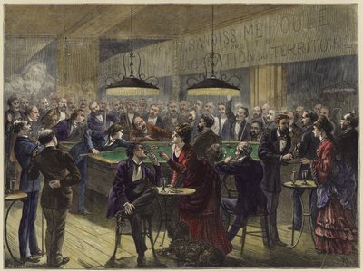 Spille biljard på en kafé i Paris til fordel for Territorial Liberation Fund av English School