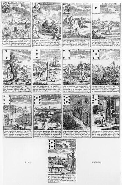 Spillekort som satiriserer bobleforetak, ca. 1720 av English School