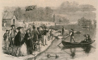Lystbåter på vannet i Regents Park av English School