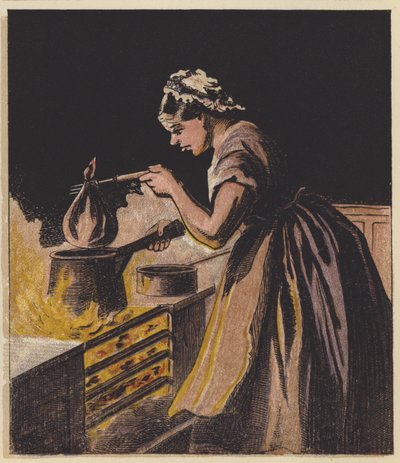 Plommepudding varm, plommepudding kald (farge litho) av English School