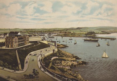 Plymouth: Biological Institute og Cattewater (farge litho) av English School