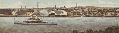 Plymouth: Devonport og HMS Devastation (farge litho) av English School