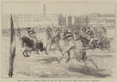 Polo Match på Lillie Bridge i Aid of the Funds of the West London Hospital (gravering) av English School