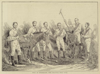 Polo in Munnipoor, der Calcutta Polo Club (Gravur) von English School